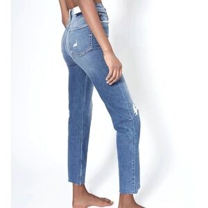 Redone 70s Ultra High Rise Stove Pipe Distressed Straight Leg Jeans 22" Size 30